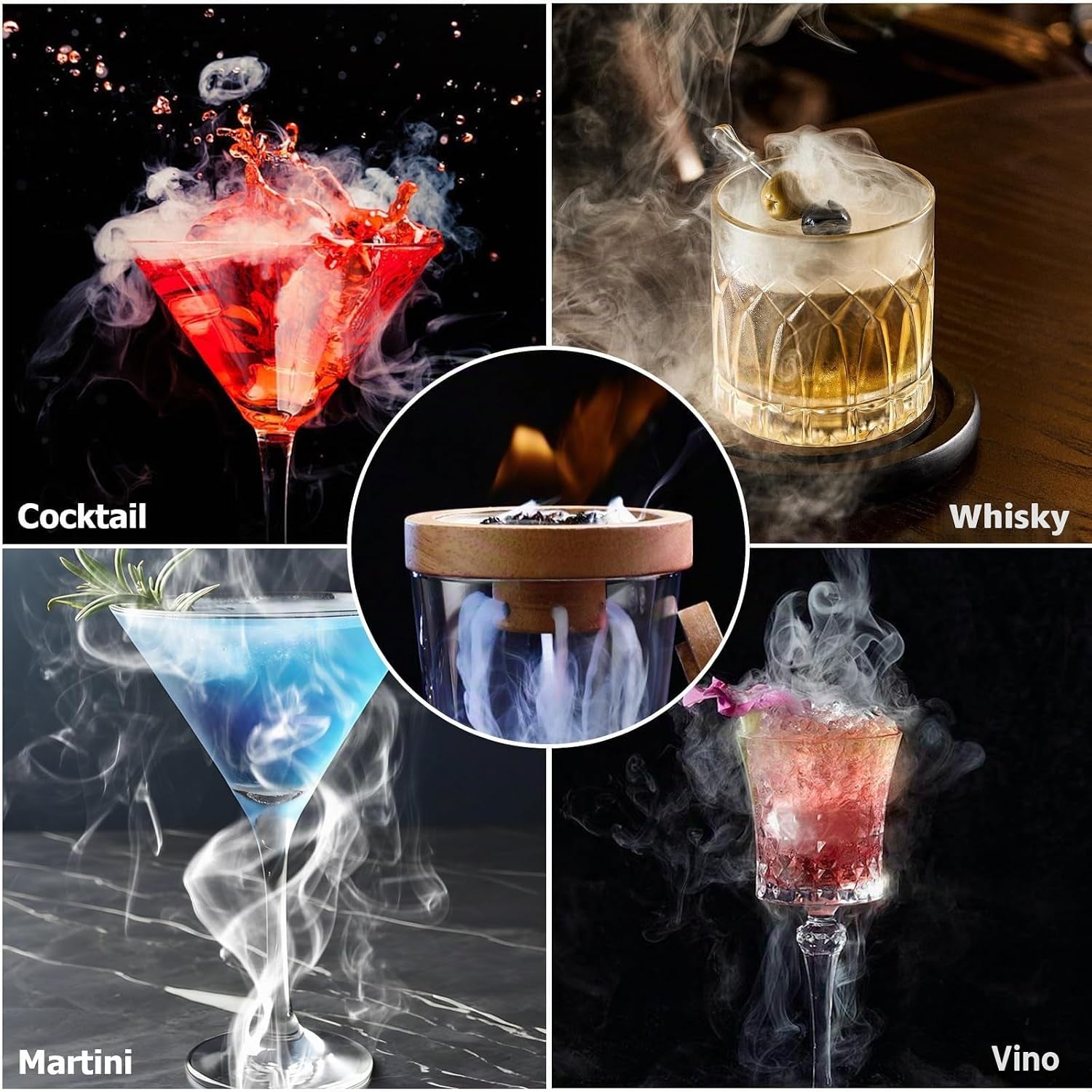Aurevion — Kit Affumicatore per Cocktail in Legno, 6 Aromi