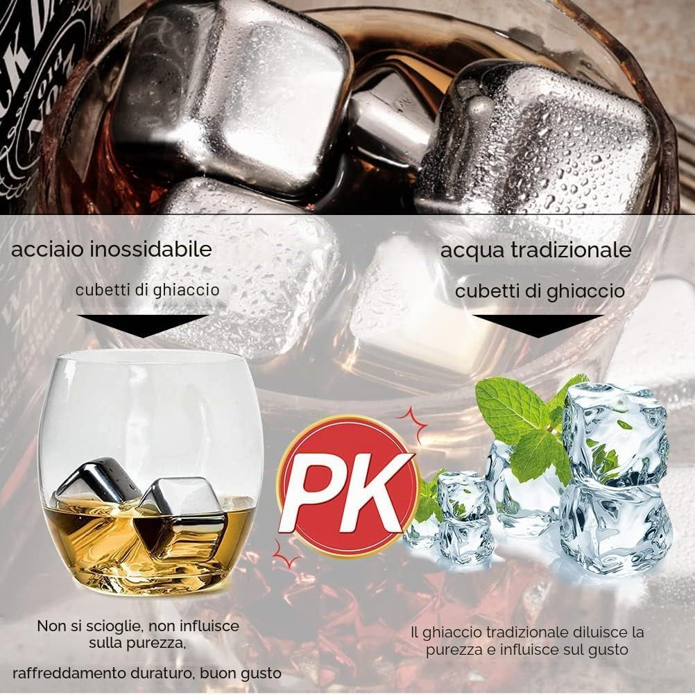 Aurevion Frost — Cubetti Di Ghiaccio Riutilizzabili in Acciaio Inox Con Pinza