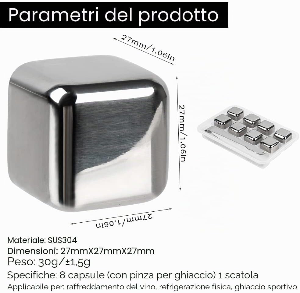 Aurevion Frost — Cubetti Di Ghiaccio Riutilizzabili in Acciaio Inox Con Pinza