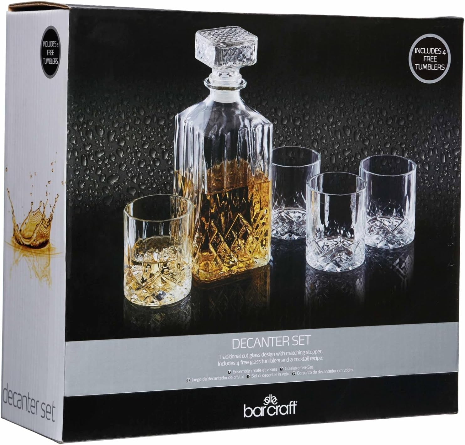 Aurevion Decant — Decanter per Whisky in Cristallo Inciso Con 4 Bicchieri