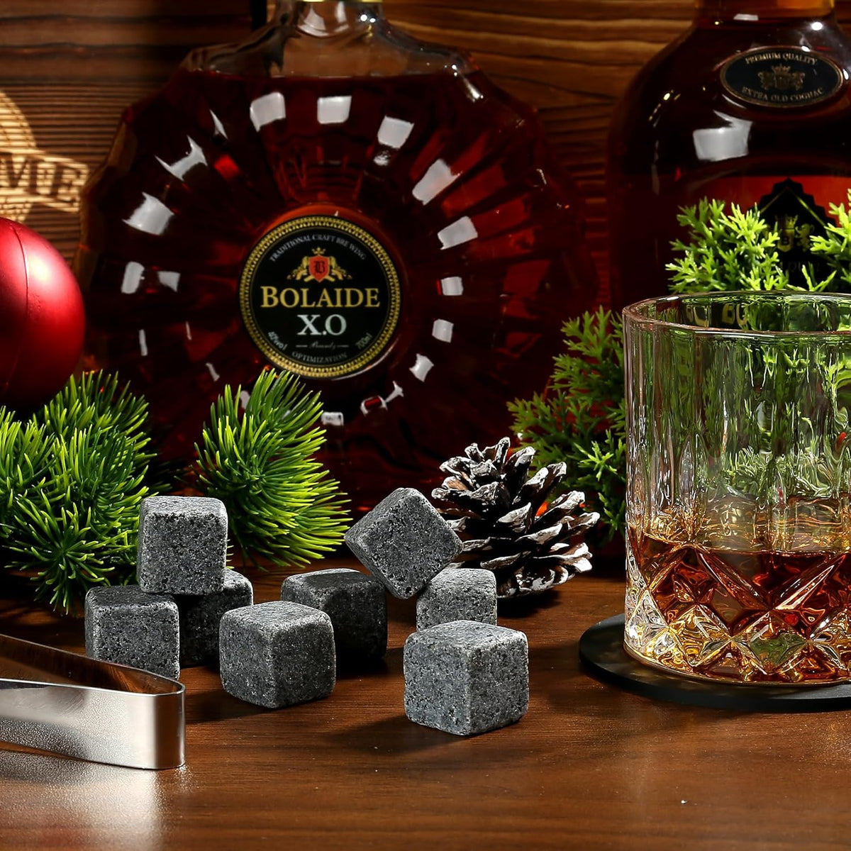 Aurevion — Set Bicchieri Da Whisky in Cristallo Con Pietre Refrigeranti, Cofanetto in Legno