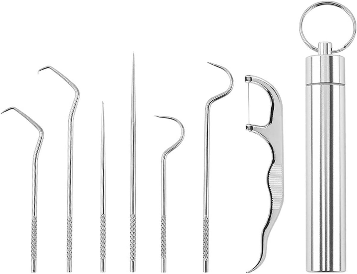 Aurevion Pick — Set Spiedini Da Cocktail in Acciaio Inox Con Supporto