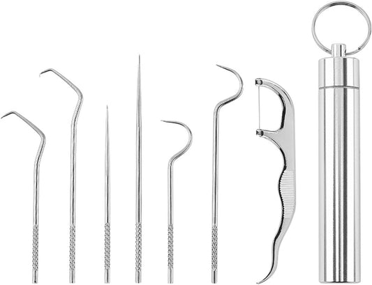 Aurevion Pick — Set Spiedini Da Cocktail in Acciaio Inox Con Supporto
