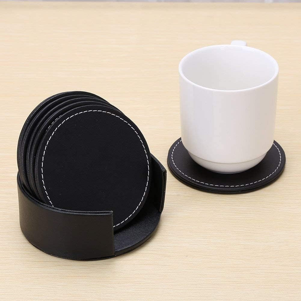 Aurevion Base — Set 6 Sottobicchieri in Pelle Con Supporto