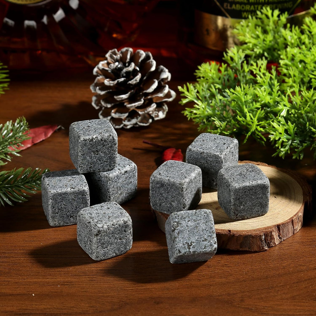 Aurevion — Set Bicchieri Da Whisky in Cristallo Con Pietre Refrigeranti, Cofanetto in Legno