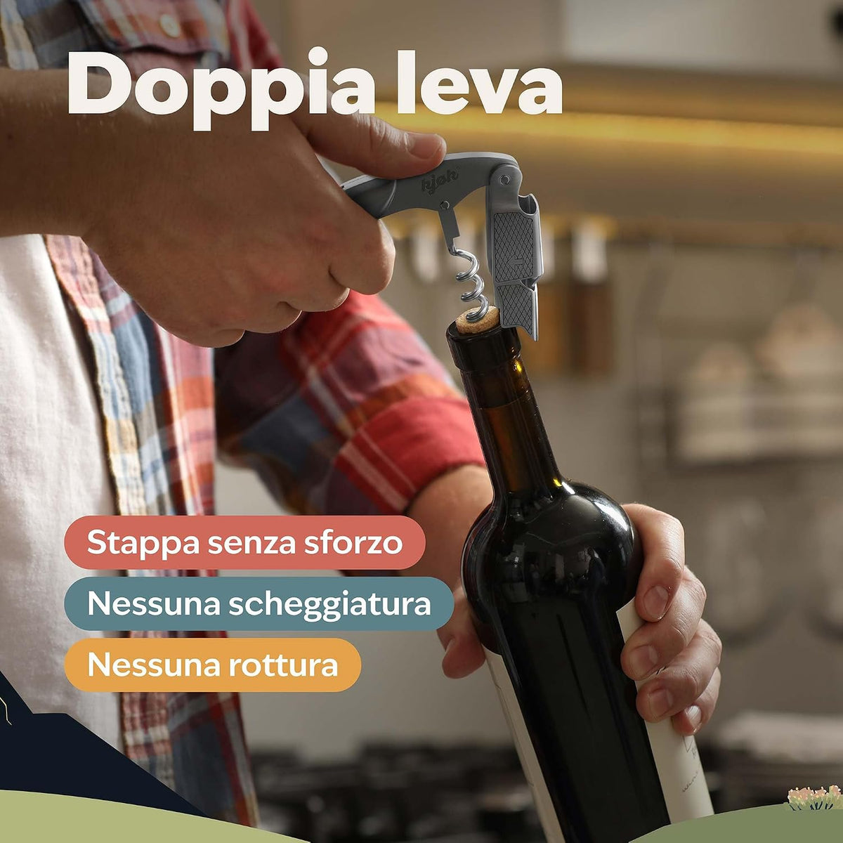 Aurevion Lever — Cavatappi Da Sommelier in Acciaio Con Manico in Legno