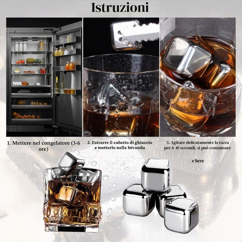 Aurevion Frost — Cubetti Di Ghiaccio Riutilizzabili in Acciaio Inox Con Pinza