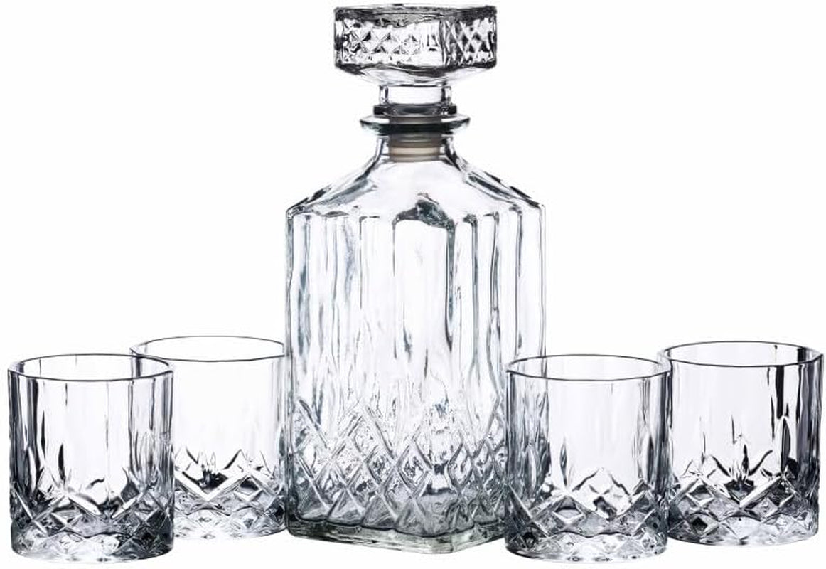 Aurevion Decant — Decanter per Whisky in Cristallo Inciso Con 4 Bicchieri