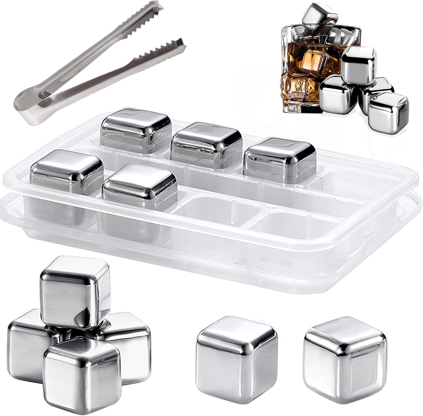 Aurevion Frost — Cubetti Di Ghiaccio Riutilizzabili in Acciaio Inox Con Pinza