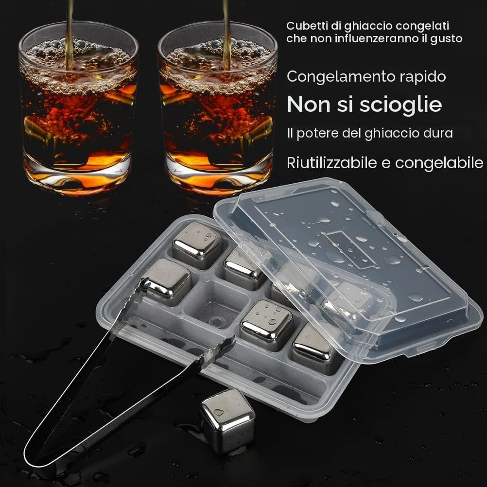 Aurevion Frost — Cubetti Di Ghiaccio Riutilizzabili in Acciaio Inox Con Pinza