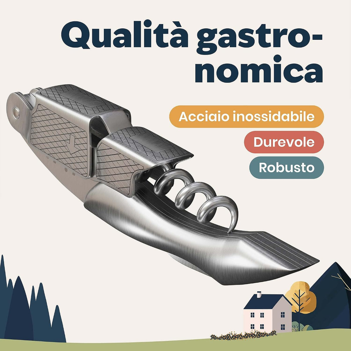 Aurevion Lever — Cavatappi Da Sommelier in Acciaio Con Manico in Legno