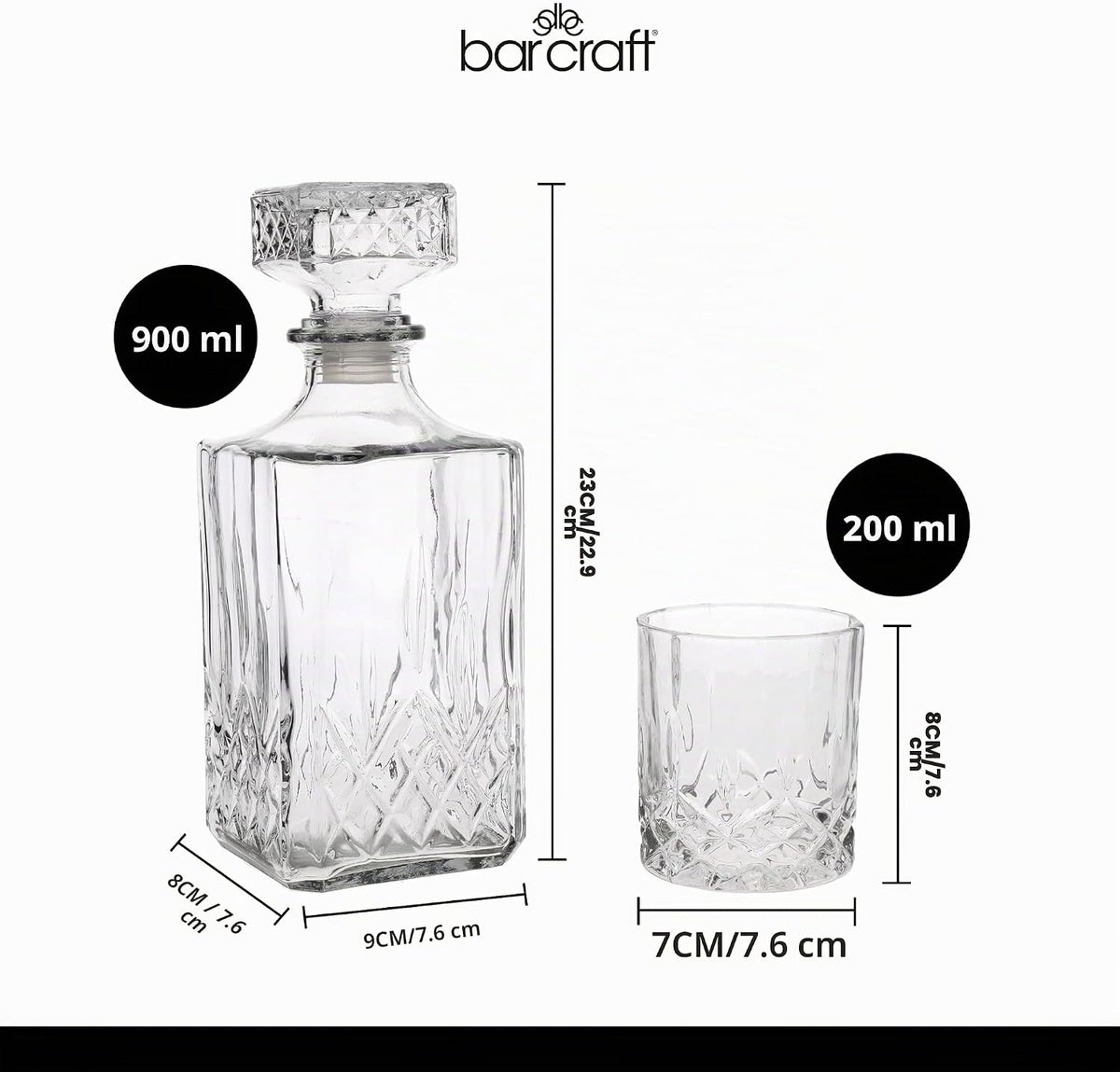 Aurevion Decant — Decanter per Whisky in Cristallo Inciso Con 4 Bicchieri