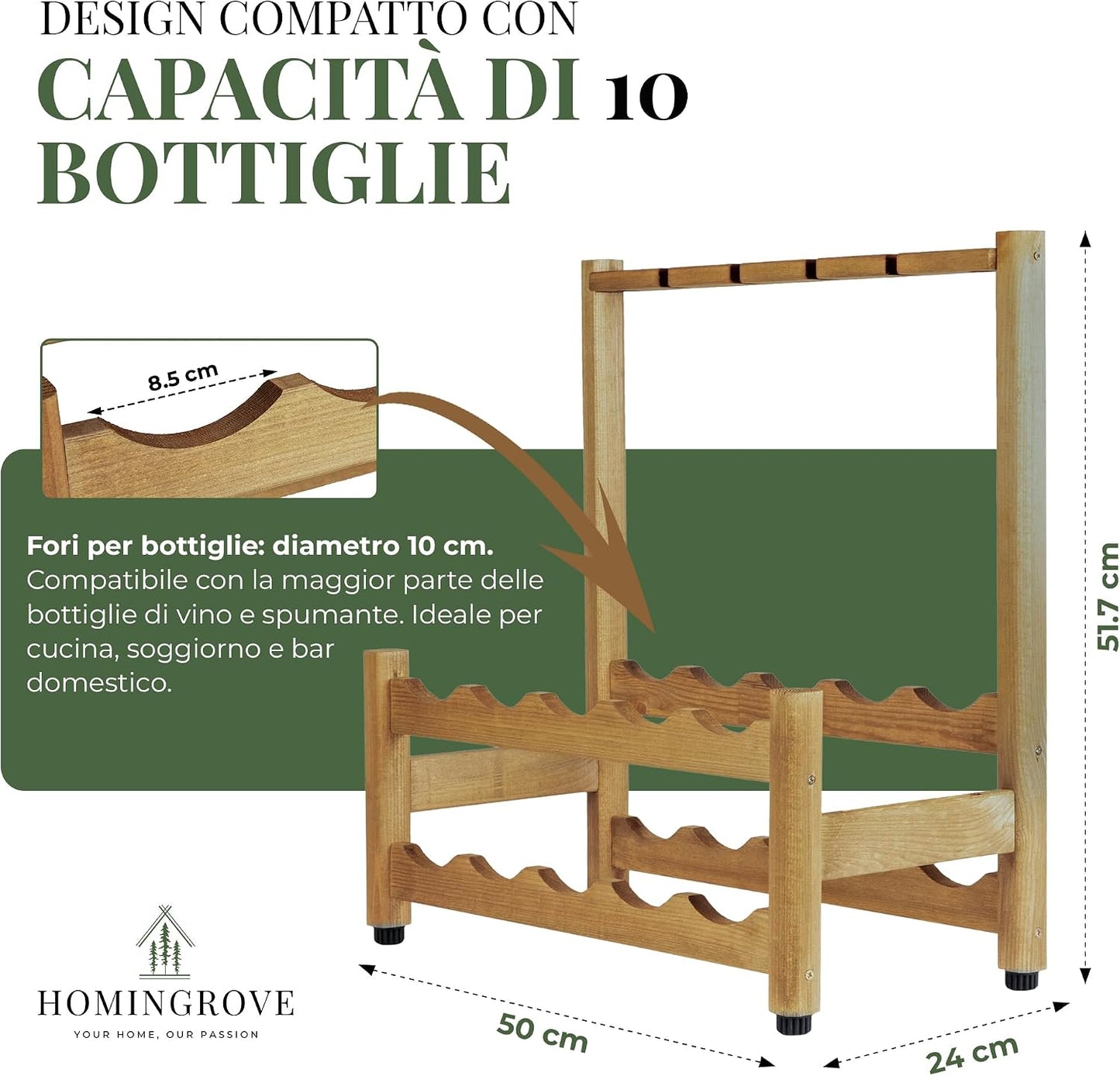 Aurevion — Cantinetta Portabottiglie in Legno Con Accessori per Degustazione