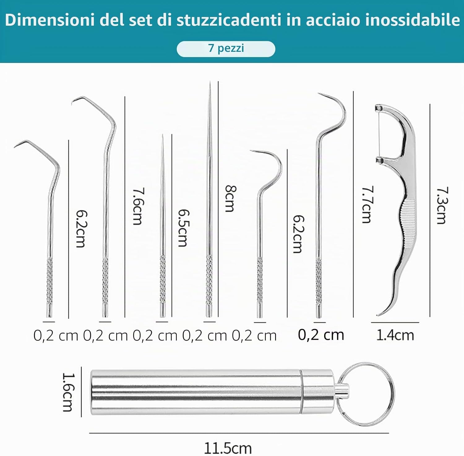Aurevion Pick — Set Spiedini Da Cocktail in Acciaio Inox Con Supporto