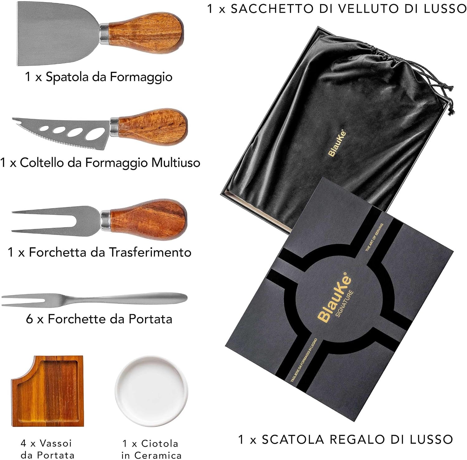 Aurevion Board — Tagliere Da Aperitivo in Legno Di Acacia Con Set Coltelli