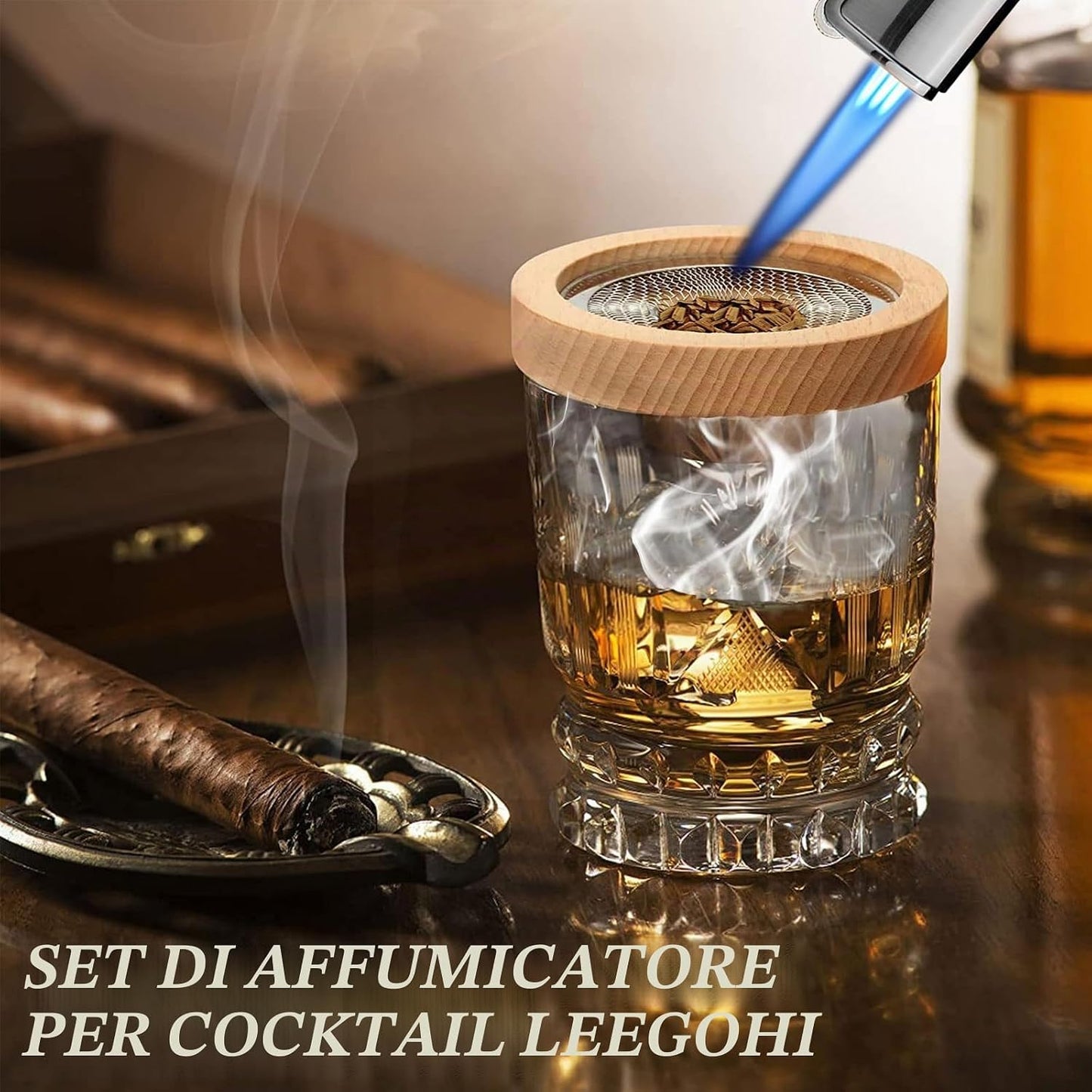 Aurevion — Kit Affumicatore per Cocktail in Legno, 6 Aromi