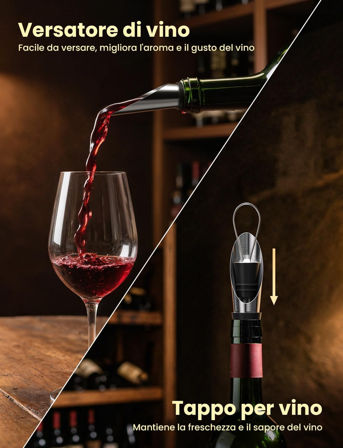 Aurevion — Kit Cavatappi Elettrico 7 in 1 Con Aeratore, Tappo Sottovuoto E Versatore, Regalo per Amanti Del Vino